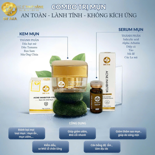 Bộ Đôi Serum Và Kem Trị Mụn Dr Aka 